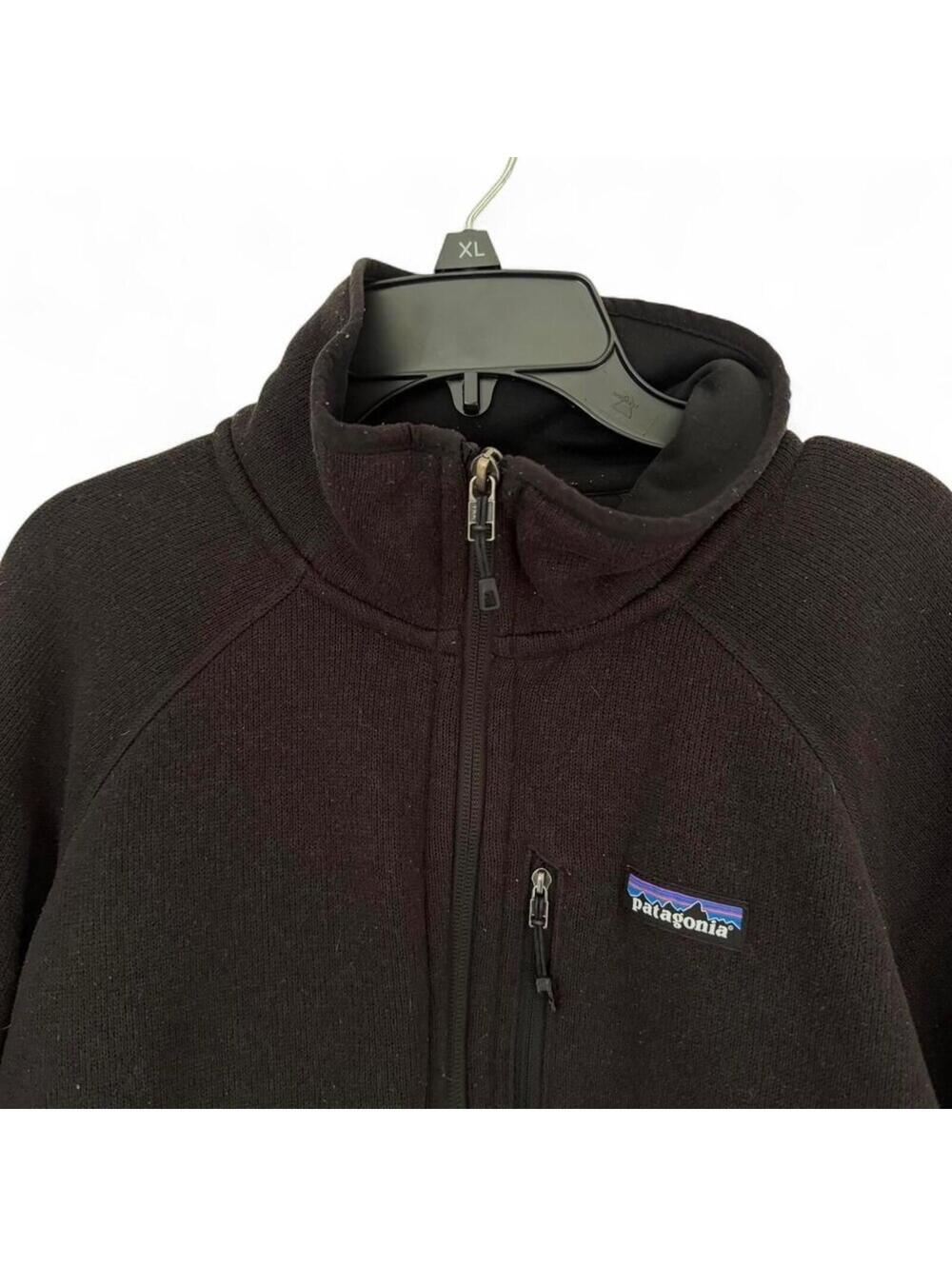 Men's Patagonia black fleece jacket full zip L LARGE knit